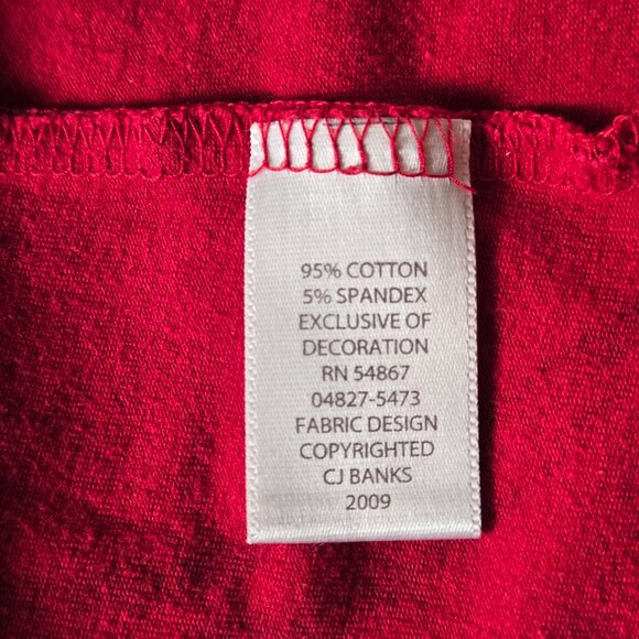 CJ BANKS Red & Black Jewelled 3/4 sleeve Top 2X - Picture 4 of 4